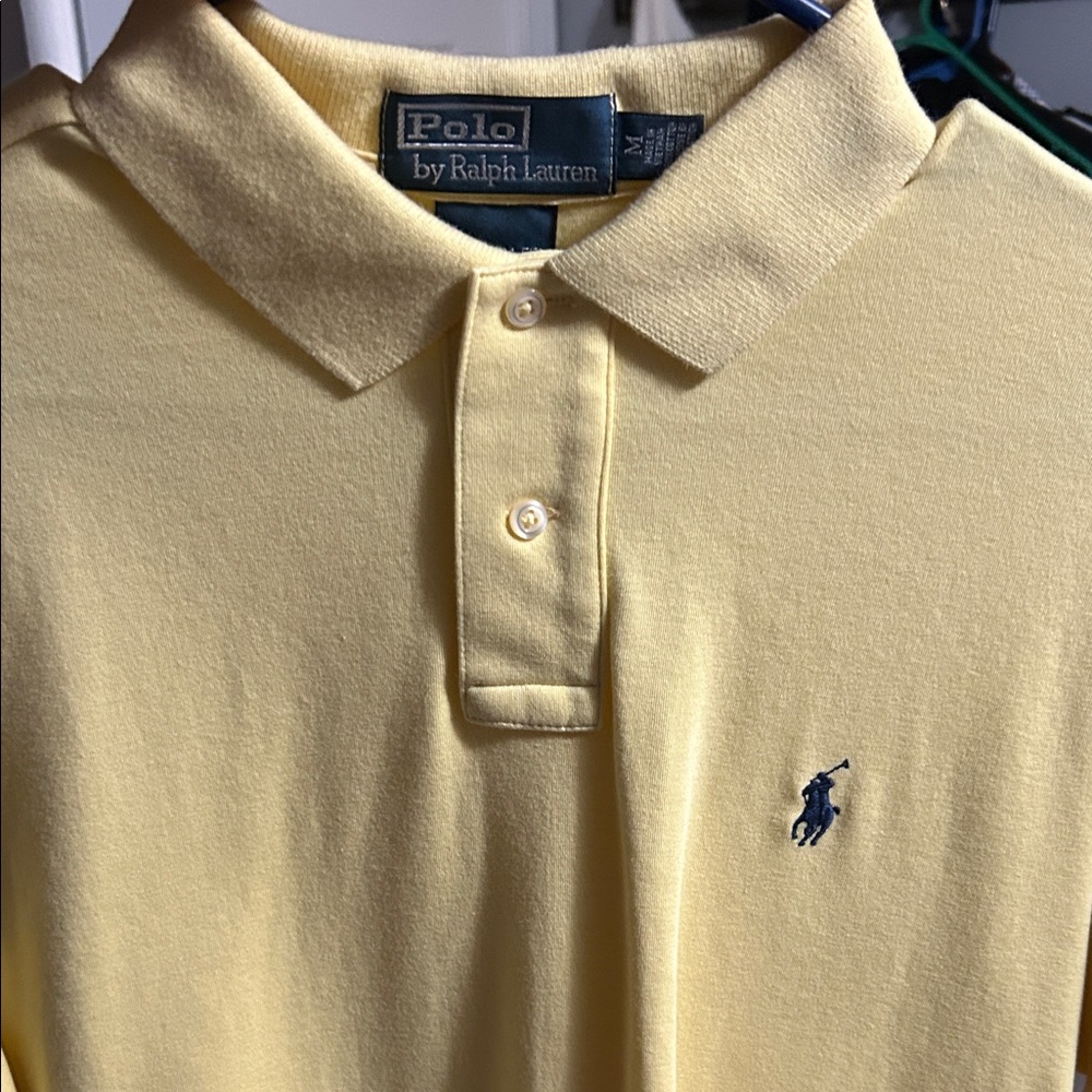 Polo by Ralph Lauren Men's Soft Yellow Polo Shirt size medium (custom fit)